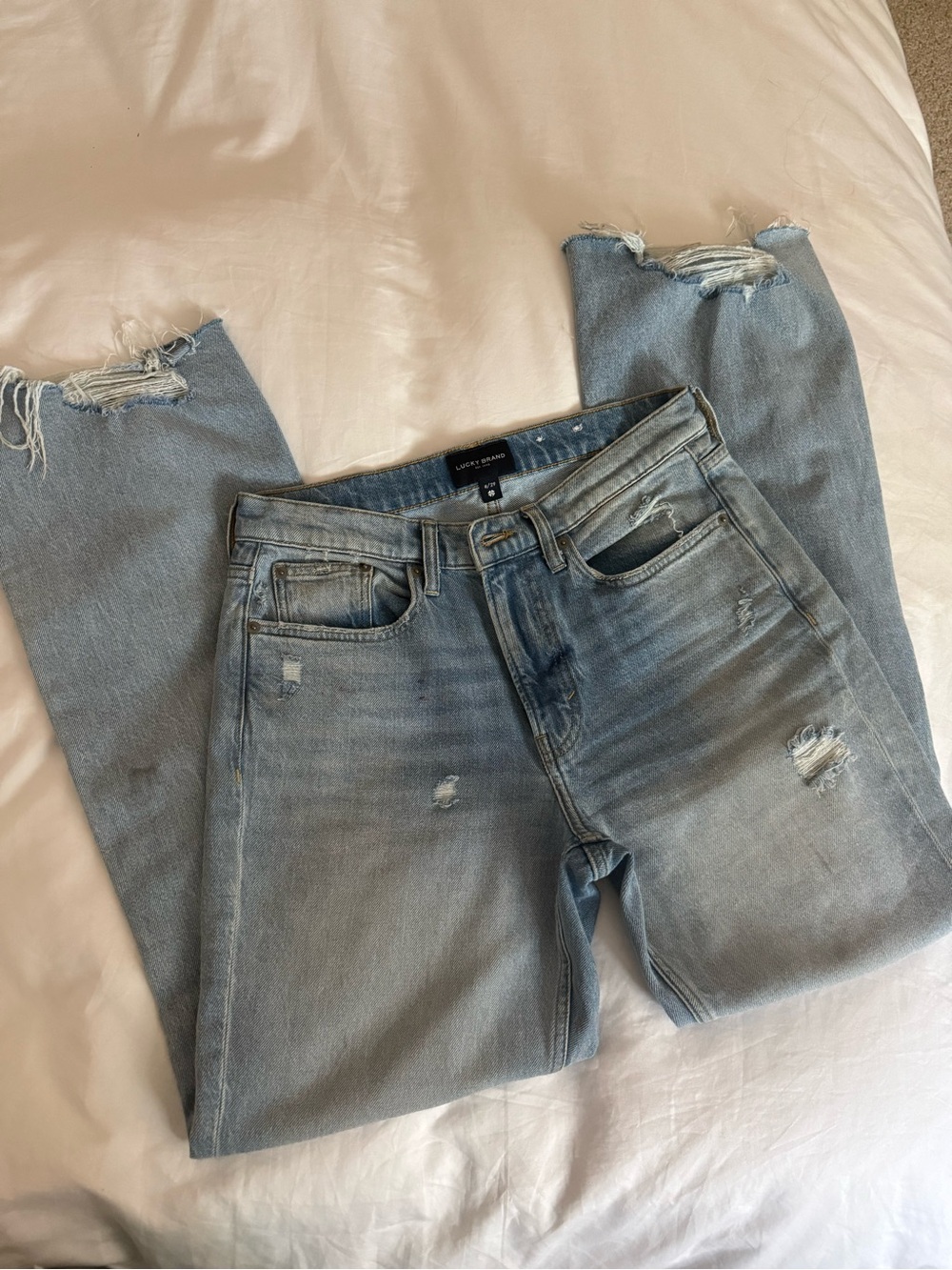 Lucky Brand Light Blue Distressed Wide Leg Jeans